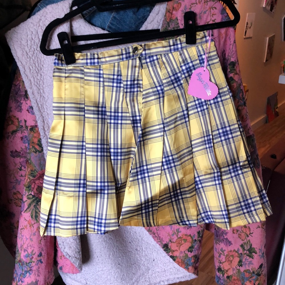 Yellow plaid skirt